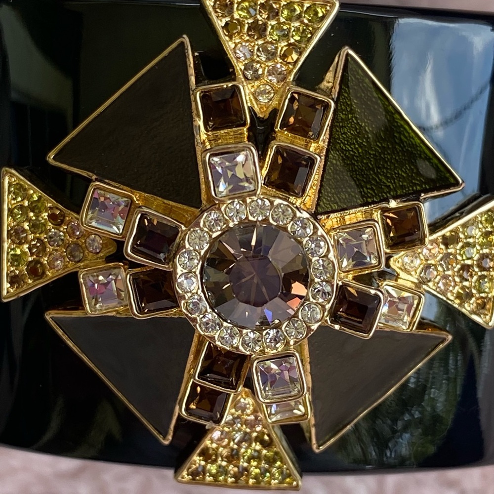 Swarovski Sword Lucite Black and Gold Geometric Bracelet